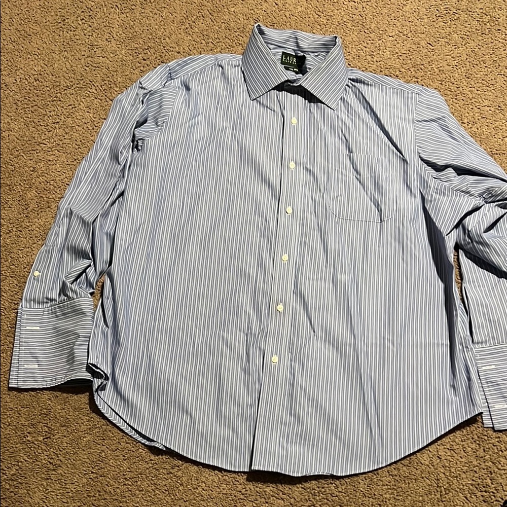 Ralph Lauren Striped Blue Dress Shirt - Classic Men's Button-Up